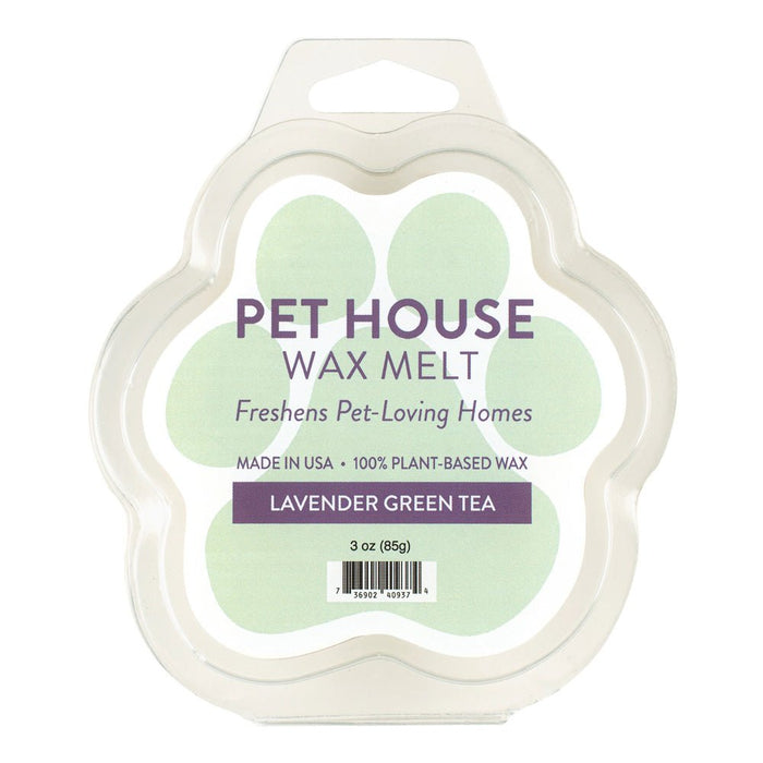 Pet House Wax Melts – 100% Natural Plant - Based, Odor - Eliminating, Paw - Shaped, Pet - Friendly - PHCAX - Lavender Green Tea - 3 oz - 11