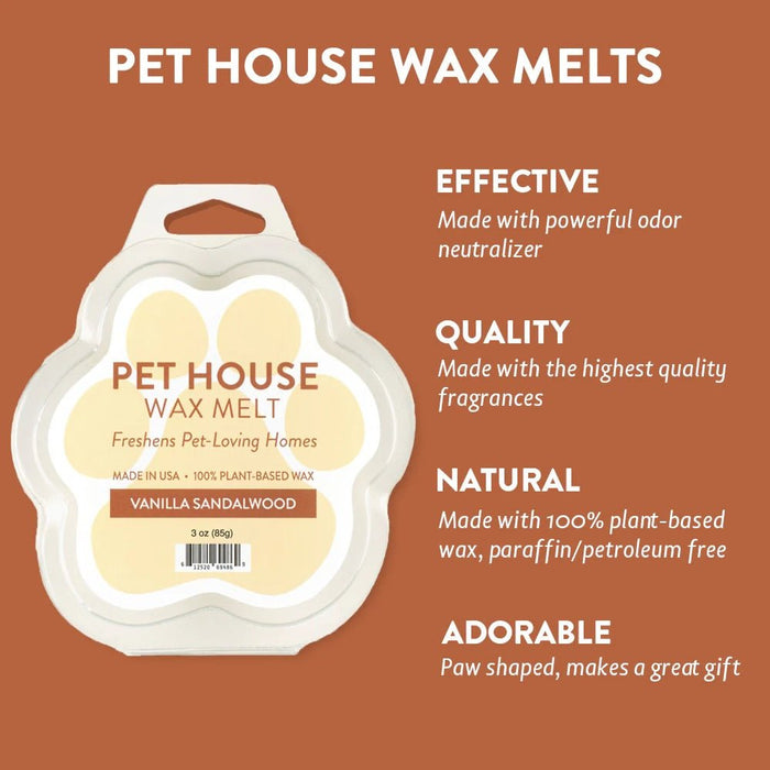 Pet House Wax Melts – 100% Natural Plant - Based, Odor - Eliminating, Paw - Shaped, Pet - Friendly - PHCB7 - Vanilla Sandalwood - 3 oz - 31