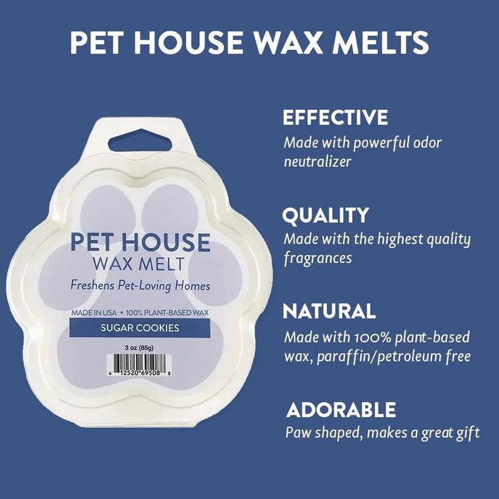 Pet House Wax Melts – 100% Natural Plant - Based, Odor - Eliminating, Paw - Shaped, Pet - Friendly - PHCBB - Sugar Cookies - 3 oz - 39