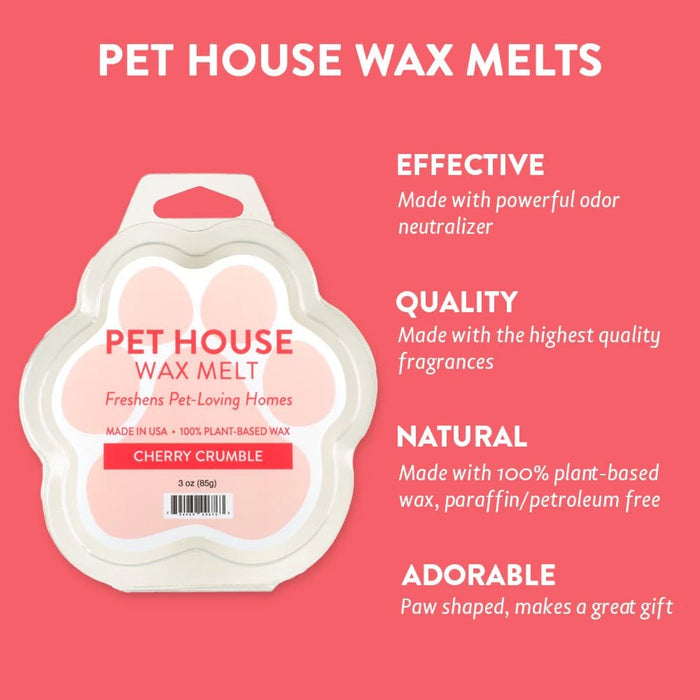 Pet House Wax Melts – 100% Natural Plant - Based, Odor - Eliminating, Paw - Shaped, Pet - Friendly - PHCBE - Cherry Crumble - 3 oz - 45