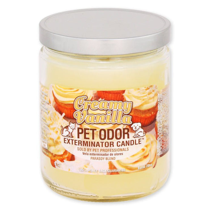 Pet Odor Exterminator Candle – Enzyme - Based Odor Eliminating Candle Safe for Pets - SPTAH - Creamy Vanilla - 13 oz - 15