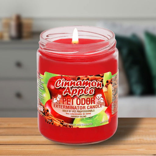 Pet Odor Exterminator Candle – Enzyme - Based Odor Eliminating Candle Safe for Pets - SPTAL - Cinnamon Apple - 13 oz - 2