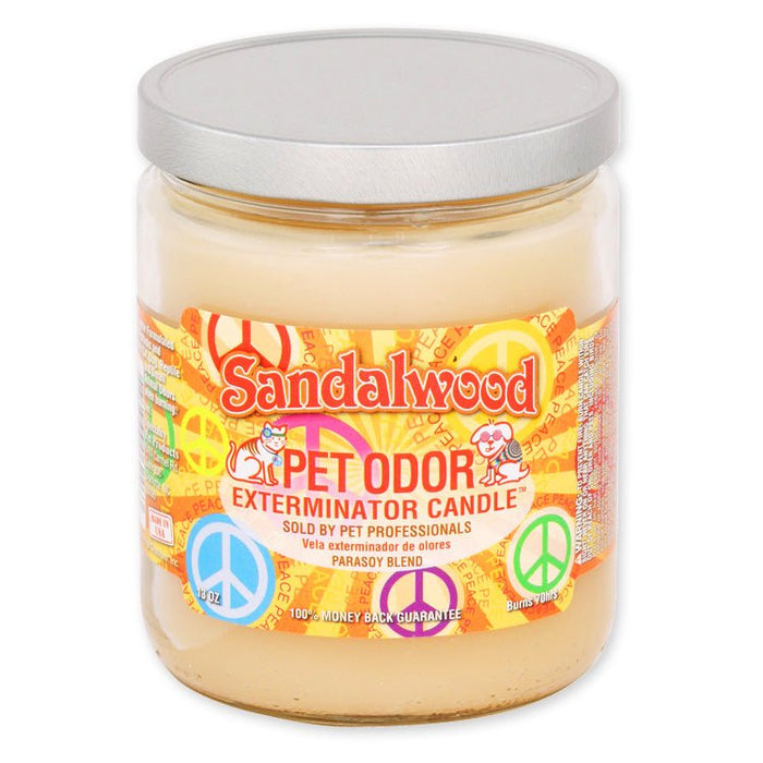 Pet Odor Exterminator Candle – Enzyme - Based Odor Eliminating Candle Safe for Pets - SPTAX - Sandlewood - 13 oz - 45