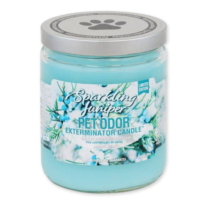 Pet Odor Exterminator Candle – Enzyme - Based Odor Eliminating Candle Safe for Pets - SPTDN - Sparkling Juniper - 13 oz - 49