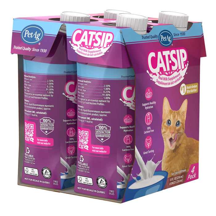 PetAg Cat - Sip Real Milk Treat - Ready to Feed Snack for Cats - 4 Pack - B7ZU - 4 (8 oz bottles) - 1 - 3