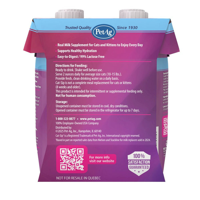 PetAg Cat - Sip Real Milk Treat - Ready to Feed Snack for Cats - 4 Pack - B7ZU - 4 (8 oz bottles) - 1 - 2