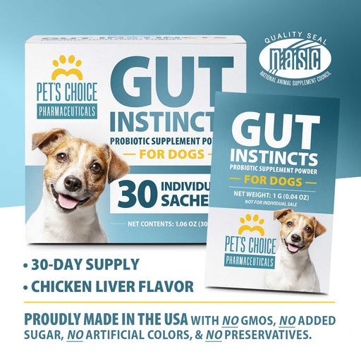 Pet's Choice Gut Instincts Probiotic Powder Packets for Dogs – Daily Digestive & Immune Support, 30 Count - 015PC-ZVG - Chicken Liver - 30 ct - 7