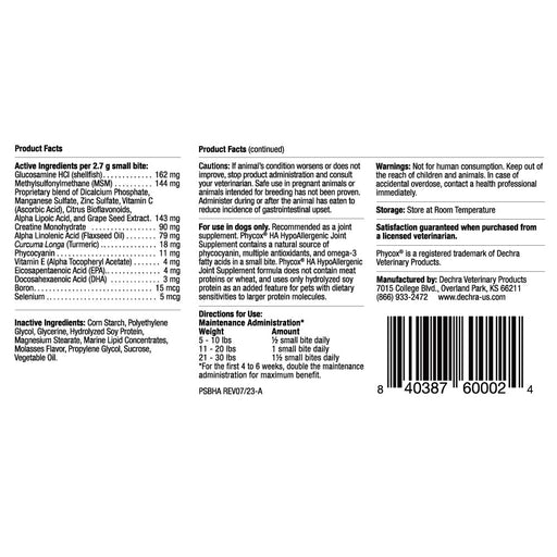 Phycox HA (Hypo - Allergenic) Small Bites for Dogs, 120 ct - 015PHA-8013-6 - Brown - 2