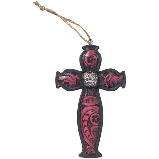 Pink Paisley Cross Ornament - JTIA49 - 1