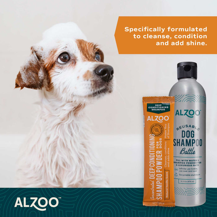 Plant - Based Concentrated Dog Shampoo Powder Kit & Refillable Pouches, 40g (16 oz) - 7VXP - Refill Shampoo Pouch - 40g (16 oz) - Deep Conditioning - 15