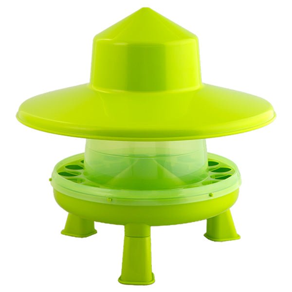 Plastic Poultry Feeder 4 kg with Anti - Waste Ring, Legs & Rain Hat - GAUEJ - Green Lemon - 4 kg - 1
