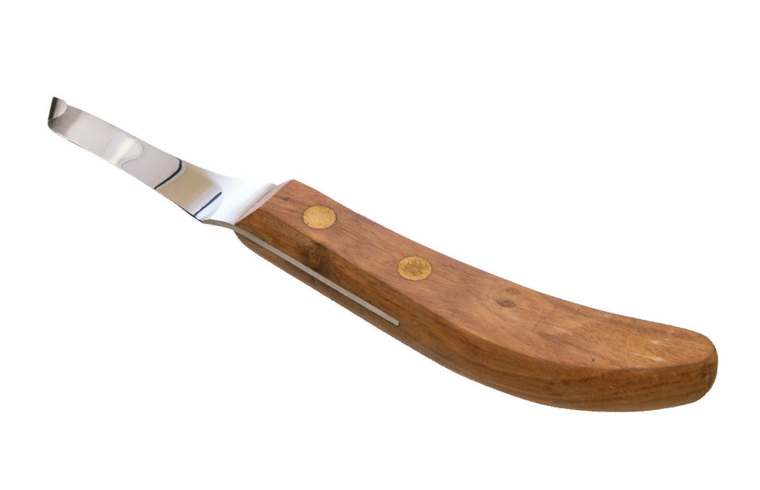 Jeffers Drop Blade Hoof Knife with Walnut Handle, Left or Right Hand Options - JIHA - Right Handed Hoof Knife - 1