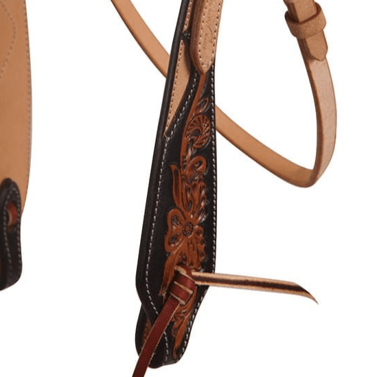 Professional's Choice Black Floral Roughout Browband Headstall - PL14LQ - Horse - 2