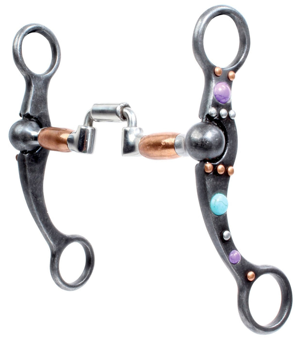 Professional's Choice Stone Dot Shank Hinged Port Bit, 5 1/4" - PL1ACB - Purple/Turquoise - 1