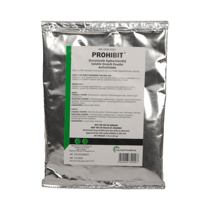 Prohibit Soluble Drench Dewormer for Cattle & Sheep - A2PI - Prohibit Soluble Drench, 52 g - 1
