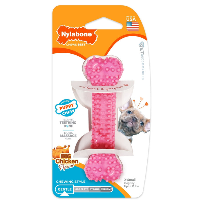 Puppy Teething & Soothing Flexible Chew Toy, Chicken, Pink, X - Small/Petite, Up to 15 lbs. - N9112 - Chicken - X - Small/Petite - 1