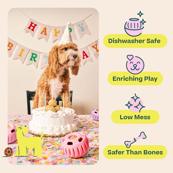 Pupsicle 'Birthday' Party Treat Dispensing Dog Toy – Interactive, Long - Lasting Chew & Puzzle Toy for Dogs - WO2AV - Small - Pink - 1 ct - 20