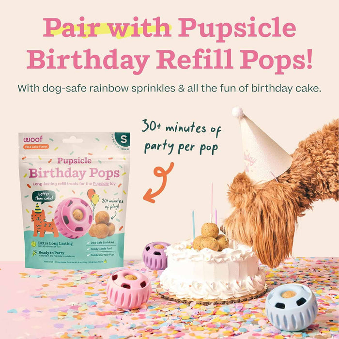 Pupsicle 'Birthday' Party Treat Dispensing Dog Toy – Interactive, Long - Lasting Chew & Puzzle Toy for Dogs - WO2AV - Small - Pink - 1 ct - 19