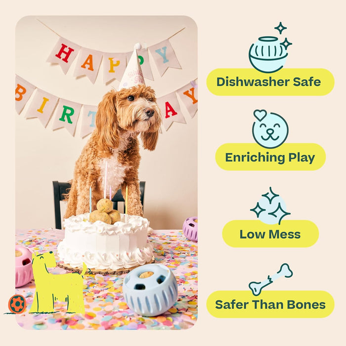 Pupsicle 'Birthday' Party Treat Dispensing Dog Toy – Interactive, Long - Lasting Chew & Puzzle Toy for Dogs - WO2AZ - Small - Blue - 1 ct - 9