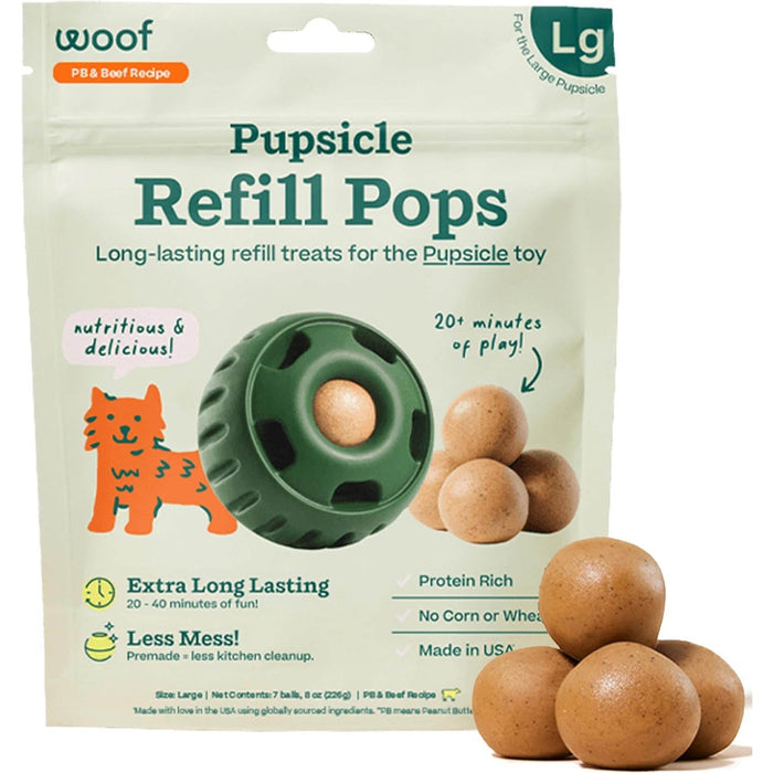Pupsicle Pops Dog Treat Refills – Natural, Long - Lasting, Made in USA - WO2T - PB & Beef - Large (8 oz) - 14
