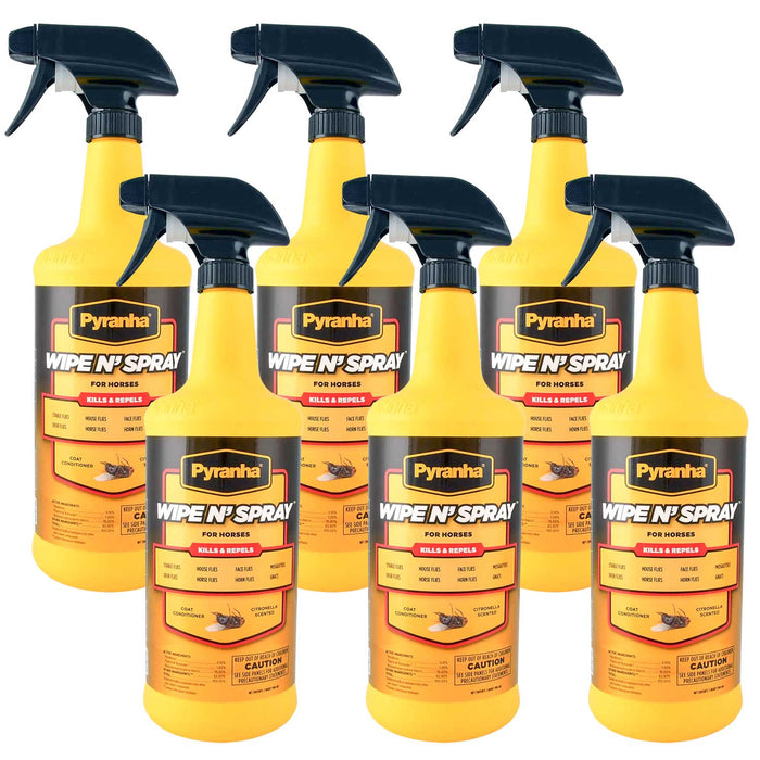 Pyranha Wipe N' Spray Fly Spray for Horses - CXP4-6K - 32 oz - Spray - 6 - 6
