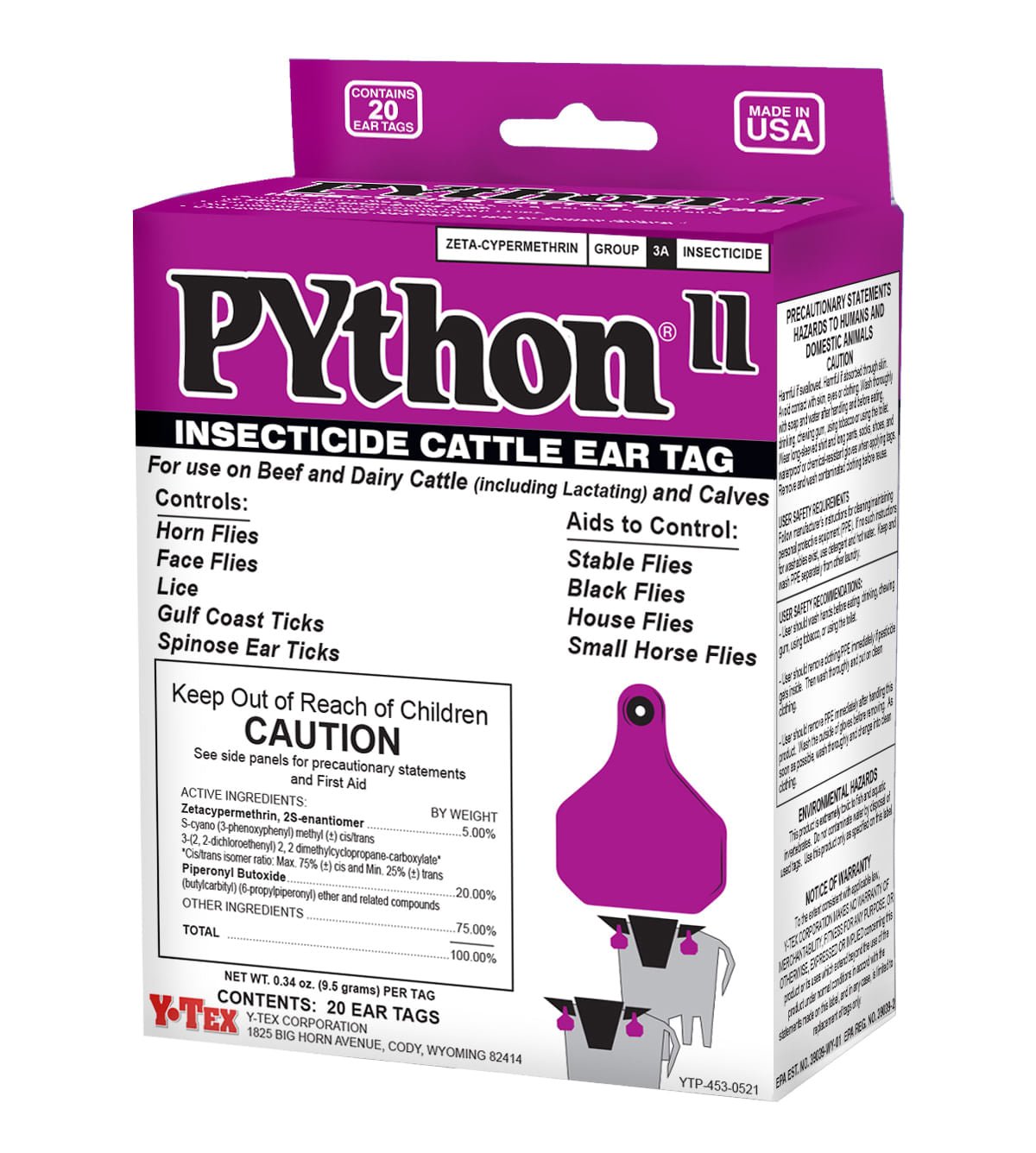 Y-Tex Python II Insecticide Cattle Ear Tags — Pet Supplies 4 Less