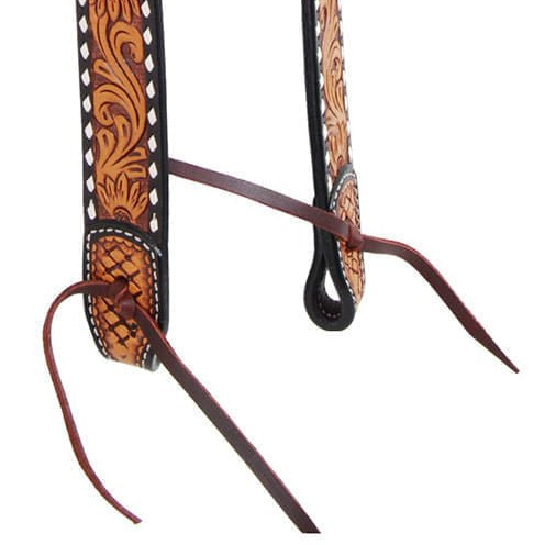 Rafter T Tooled Sunflower with Buckstitch One Ear Headstall