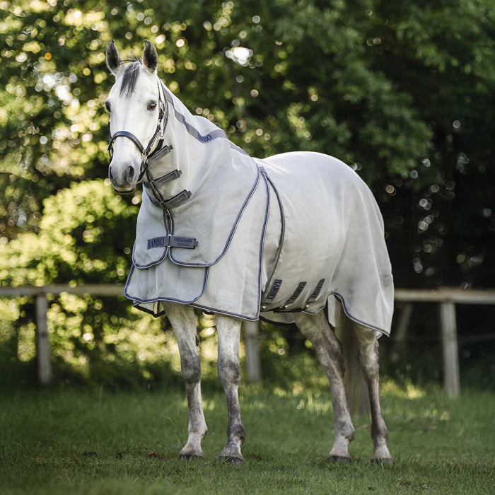 Rambo Optimo Protector Plus Fly Sheet with Detachable Hood for Horses - FOCA8 - Grey/Silver - 84" - 1
