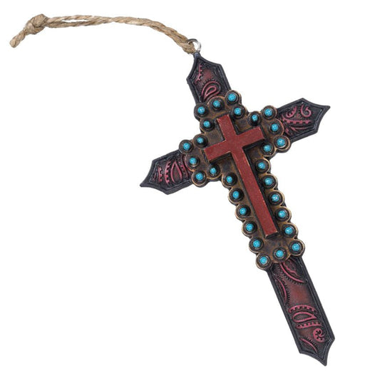 Red Paisley Cross Ornament - JTIA4A - 1