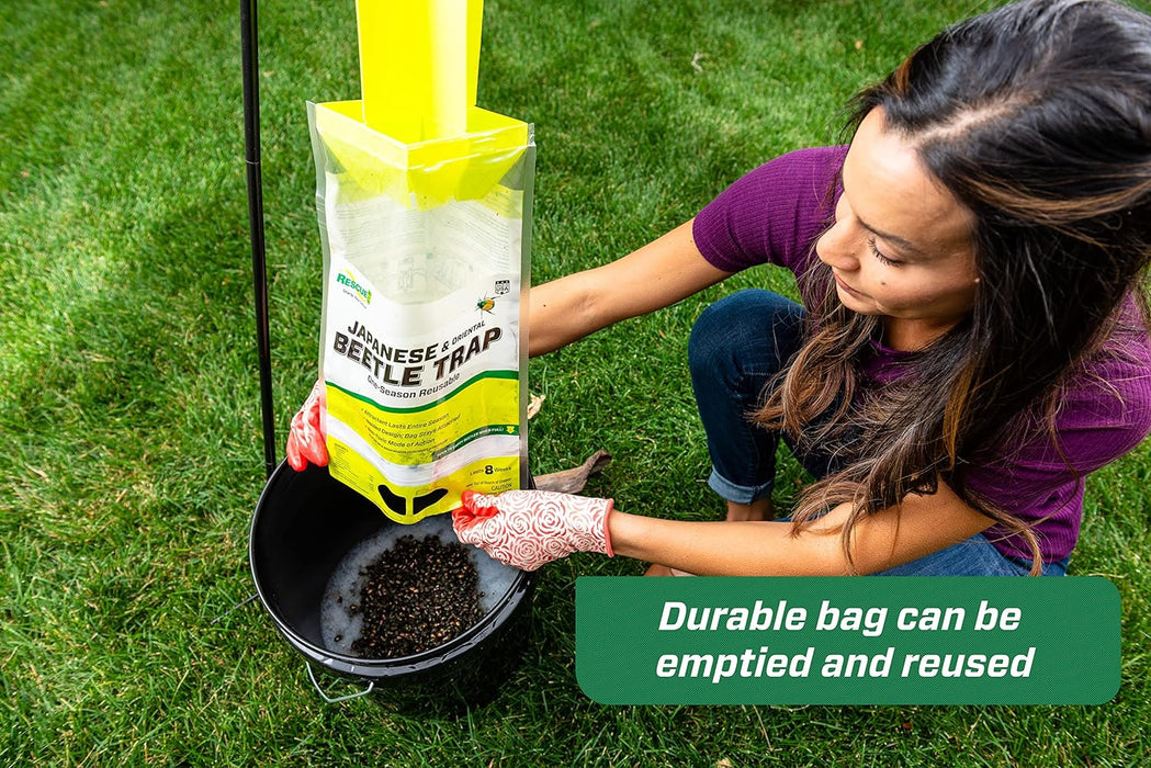 RESCUE! Japanese & Oriental Beetle Trap & Refills – Reusable, Non - Toxic Garden Pest Control - SE1E - Beetle Trap - 1 ct - 8