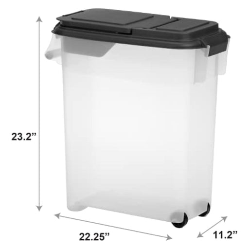 Rolling Pet Food Dispenser - BU2G - White Lid / Clear Base - 50 qt - Holds 45 lbs of Food - 1 - 2
