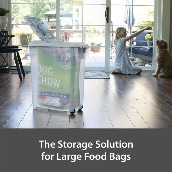 Rolling Pet Food Dispenser - BU2H - White Lid / Clear Base - 80 qt - Holds 65 lbs of Food - 1 - 11