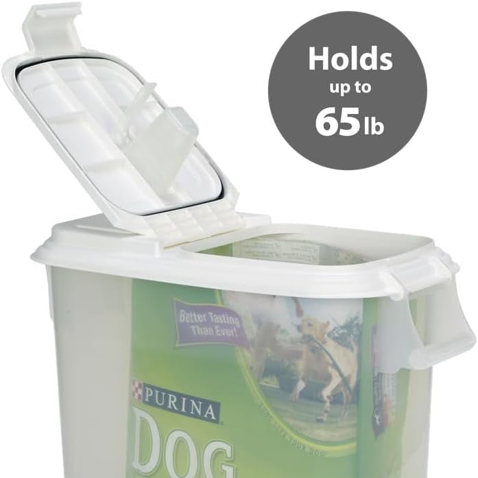 Rolling Pet Food Dispenser - BU2H - White Lid / Clear Base - 80 qt - Holds 65 lbs of Food - 1 - 12
