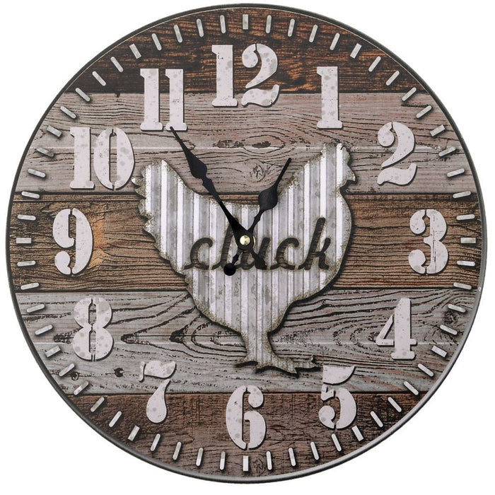 Rustic Chicken Wall Clock - JTIA9Q - Brown - 1