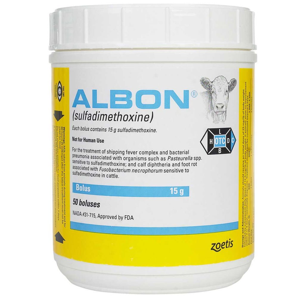 Rx Albon® (sulfadimethoxine) Bolus for Cattle, 5g / 15g — Pet Supplies ...
