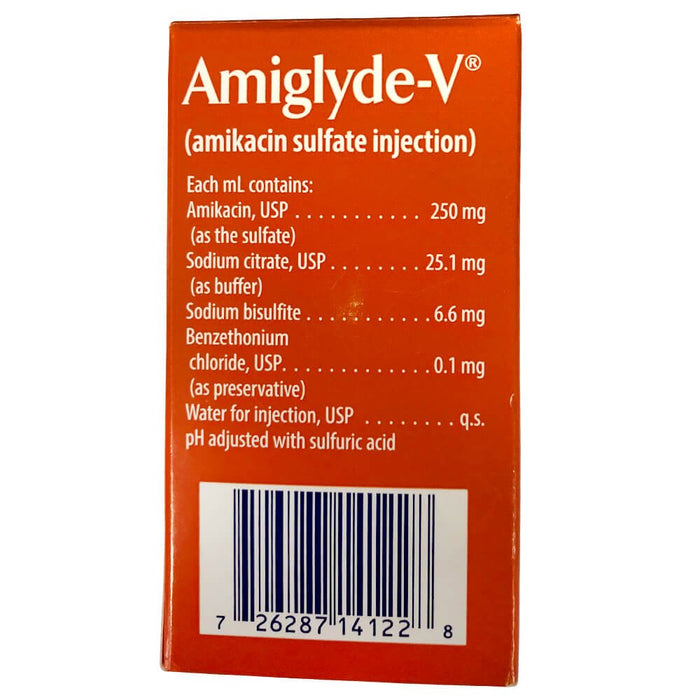 Rx Amiglyde - V (amikacin sulfate) Injection for Horses, 250mg/ml injection x 48ml bottle - 012FTD-25048 - 48mL - 3