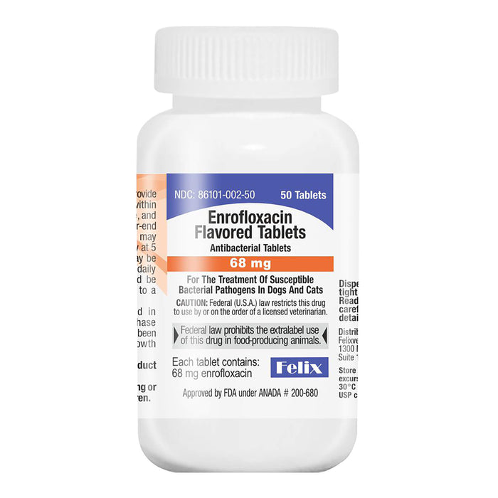 Rx Enrofloxacin (Generic) Flavored Tablets for Dogs & Cats - 012VED-02502 - 50ct - 68mg - Beef - 5