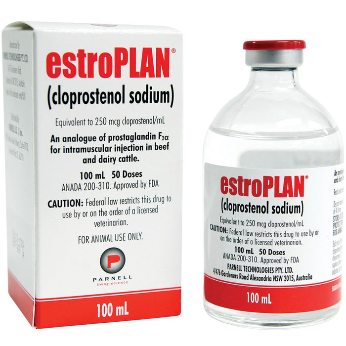 Rx EstroPLAN (Cloprostenol Sodium) Injection for Cattle, 100 mL - 012MID-10209 - 100 mL - 50 Dose - 1