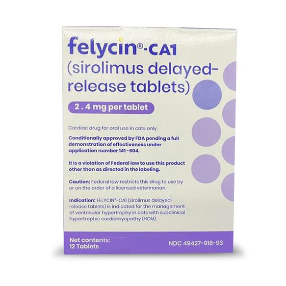 Rx Felycin - CA1 (sirolimus delayed - release tablets) for Cats, 12 ct - 012PRN-91893 - 2.4 mg - 12 Tablets - 5
