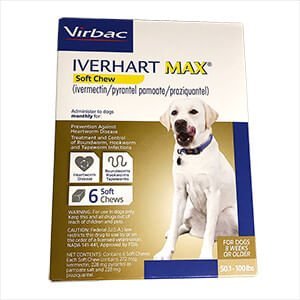 Rx Iverhart Max (ivermectin/pyrantel pamoate/praziquantel) Soft Chews — Monthly Heartworm & Intestinal Worm Prevention for Dogs - 012VRB-25087 - 50 - 100 lbs - 6 ct - 2