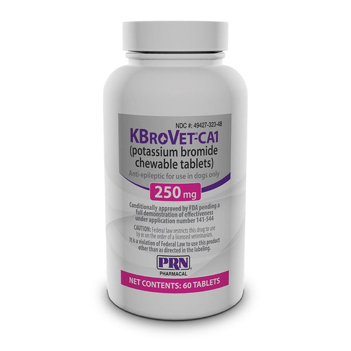Rx KBroVet - CA1 (potassium bromide) Anti - Convulsant Chewable Tablets for Dogs with Seizures & Epilepsy - 012PRN02-60 - 250 mg - French Vanilla - 60 tablets - 1