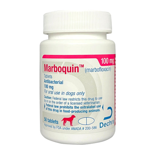 Rx Marboquin (Marbofloxacin) for Dogs – Broad - Spectrum Antibiotic for Skin & Urinary Tract Infections - 012DEC-127-50 - 100 mg - 50 ct - 1
