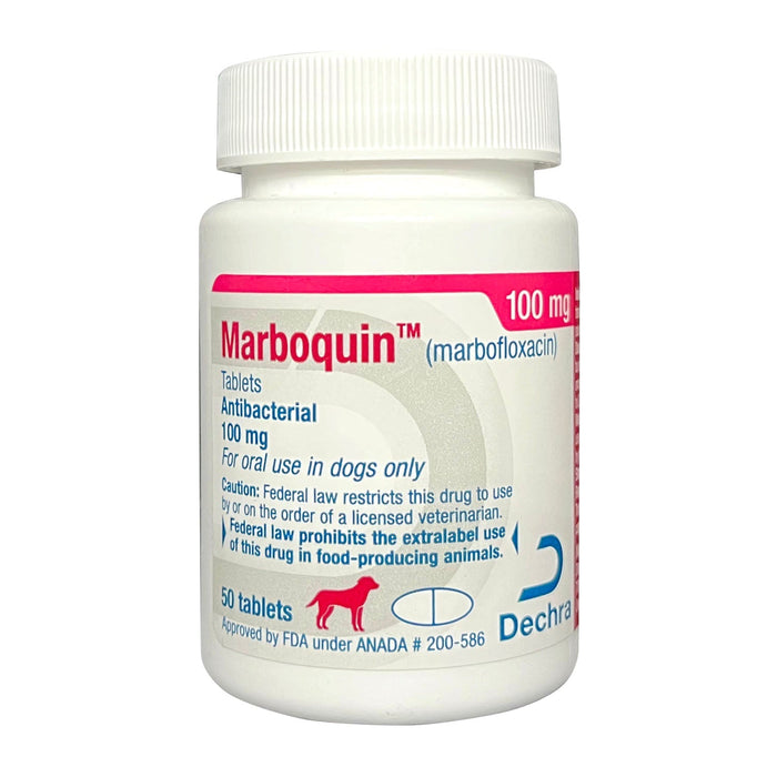 Rx Marboquin (Marbofloxacin) for Dogs – Broad - Spectrum Antibiotic for Skin & Urinary Tract Infections - 012DEC-127-50 - 100 mg - 50 ct - 1