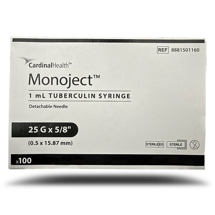 Rx Monoject Tuberculin (TB) Syringe with Needle - 01101MON-1X25X5-8LSB - 1 cc TB with 25G x 5/8" - 100 Count - 1