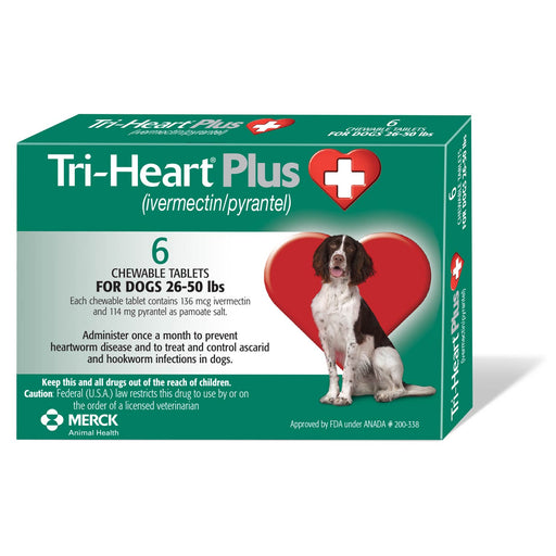 Rx Tri - Heart Plus Chewable Tablets for Dogs, 6 count - 012SCH13-136 - 26 - 50 lbs - 2