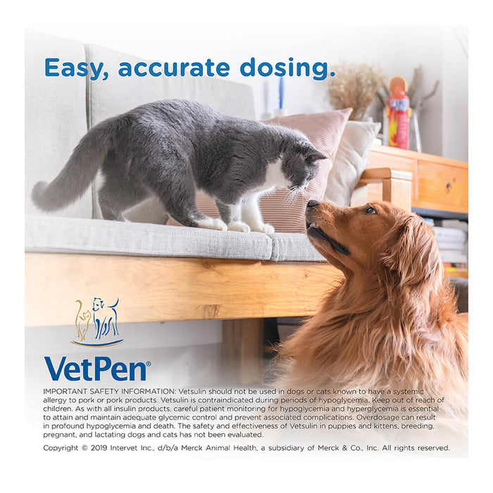 Rx Vetsulin (porcine insulin Zinc suspension) U - 40 Cartridge for Vet Pen, 40u/ml 2.7ml, 10pk - 012MER-11359 - 10 pk - 2.7 mL - 4