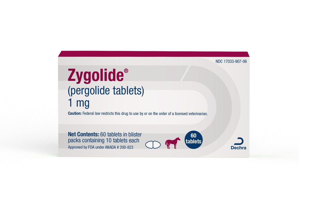 Rx Zygolide® (Pergolide) Tablets for Horses – FDA - Approved Generic - 012DEC-ZYGO60 - 1 mg - 60 ct - 2