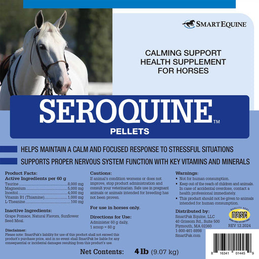Seroquine, Calmative Support Formula for Horses, Pellets - SMABB - 4 lb - 2