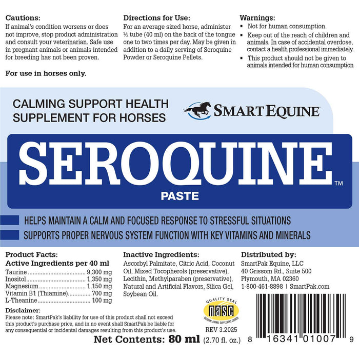 Seroquine Calming Support for Horses, Paste - SMADG - 80 mL - 2
