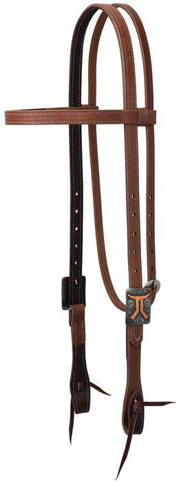 Smarty x Synergy Latigo Lined Oiled Harness Leather Headstall - WLCNU - Brown - 1